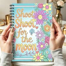 1pc A5 Notebook, Cartoon Colorful Flower & Smiling Face Inspirational Slogan Cover, Spiral Bound Journal, Suitable For Back To School, Daily Note-Taking, Dream Planning - A5 - View 1