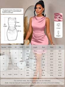 AIJ Vestido mini de satén liso con volantes en la cintura y hombros abiertos para mujer, elegante para fiestas, reuniones y citas en verano, color rojo 8UEV - Rosa vieja - Ver 3