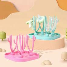 Baby Bottle Drying Rack, Bottle Drying Stand, Storage Rack For Pacifiers And Sippy Cups, Multifunctional Rack For Storing And Drying Baby Bottle Accessories. - Pink - View 9