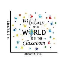Colorful Handprint Inspirational Text Wall Sticker, Classroom & Home Decor Wall Paper, Living Room Decoration - C - View 3