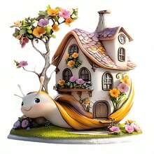 1pc Cute 2D Flat Acrylic Printed Garden Snail House Creative Bedroom Decor - E - View 7