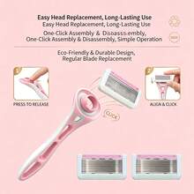 10-Layer Manual Lady's Hair Removal And Shaving Kit - A Comfortable Razor Suitable For Underarm Hair Removal - 1 Handle + 8 Blades - View 4