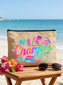Bolsa de almacenamiento con cremallera de fibra de poliéster con patrón creativo de tema "Cargador" de cable de carga colorido, fácil de identificar. Esta bolsa de fibra de poliéster es suave y plegable, equipada con una cremallera para evitar que los artículos se caigan, almacenamiento de cable de datos, bolsa de almacenamiento de cargador, la cremallera evita que se caiga, ligera, gran capacidad - Multicolor - View 8