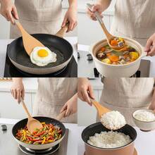 Wooden Kitchen Utensil Set 5Piece  Beechwood Cooking Utensils With Silver Handles - View 4