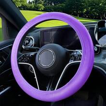 Bọc vô lăng 15" cho xe SUV, Sedan, Xe tải - Chất liệu da PU chống trượt, không có vòng trong, dễ lắp đặt, màu đen/đỏ/trắng/xanh dương/hồng/be/nâu - Phù hợp với vô lăng kiểu O/kiểu D 38cm/15" (Vô lăng) - Nhiều màu - Xem 10