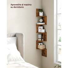 5-Tier Floating Corner Shelf, Multi-Tier Corner Shelf, Decorative Corner Wall Mount For Home, Triangular Wall Shelf, Wall Storage Organizer, Hanging Corner Shelf, Wall Plant Shelf, Wooden Corner Shelf, Easy Assembly Tiered Shelving For Bedroom, Bathroom, Kitchen, Office, Living Room, Bookshelf Decoration, 20cm Height Sufficient For Books - 棕色 - 查看 6