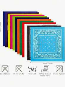 12pcs/Set Hip Hop Style Fashion Rap Paisley Pattern Scarf, Women's Accessory Headscarf Set, Suitable For Rock Music Festival, Cycling, Party, Etc. - Multicolor - View 9