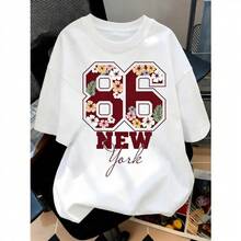 Camiseta de manga corta para mujer, transpirable, con diseño exclusivo de Nueva York, estilo fresco y actual - Blanco - Ver 11