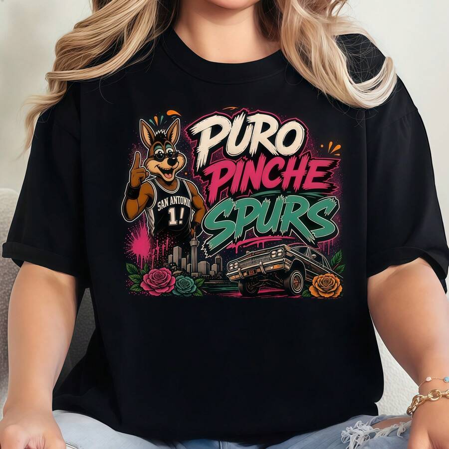 Retro Basketball San Antonio Spurs Supporter Game Day Graphic Tee For Women - màu đen - Xem 1