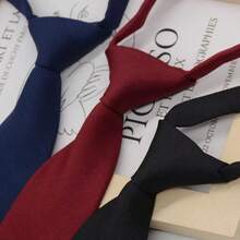 3pcs/Set Unisex Necktie, Black Fine Stripe, Clip-On, Casual/Work Uniform Accessory - Multicolor - View 6