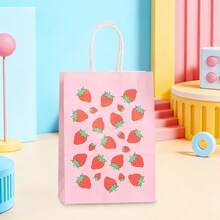 12/28piezas Bolsas de regalo con patrón de fresa, suministros de embalaje de regalo de fresa rosa rojo verde, adecuados para fiestas temáticas, bodas, recuerdos de fiesta de cumpleaños, almacenamiento de artículos de picnic al aire libre, decoración de mesa del hogar, regalos de cumpleaños, recuerdos de fiesta - 260-1-2-3-4 - Ver 7