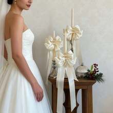 6 pièces Décorations de nœuds en ruban de satin, nœuds de style ballerine convenant pour la décoration de mariage, gâteaux, bouteilles et bougeoirs ; nœuds d'emballage cadeau élégants ; également applicables pour la Fête des Mères, l'anniversaire, le mariage, l'anniversaire de mariage, l'enterrement de vie de jeune fille, la décoration de boîtes de parfum et de bougie. - Voir 2