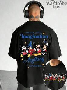 T-shirt imprimé Disney, T-shirt vintage Disney pour homme avec motifs Mickey Mouse et Little Imagination, T-shirt vintage Walt Disney World, T-shirt Disney Fantasy, T-shirt Magic Kingdom, Unisexe, T-shirt 100% coton de haute qualité, Convient à toutes les saisons, Confortable et respirant | Design raffiné | Le cadeau idéal - Noir - Voir 8