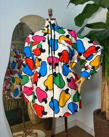 Plus Size Printed Windbreaker Jacket, Plus Size Parka, Nylon Blouse - 7 - View 1