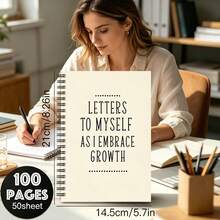 1pc Letters To My Little Girl Spiral Notebook, Wooden Pulp Paper, Student & Office Use, Back To School Season - A - View 2