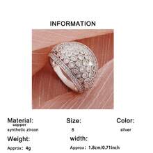 1 pieza Anillo de piedra de circonita cúbica de alta calidad y lujo con diseño estrellado, montura muy elevada, adecuado para ocasiones casuales y formales, regalo ideal para ella - Plateado - Ver 6