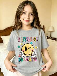 A Dramatic Printed T-Shirt For Kids - Grey - View 1
