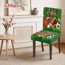 1/4/5/6/7pcs Sports Theme Polyester Fiber Dining Chair Cover, Football Basketball Rugby Trophy Decor, Suitable For Restaurant, Cafe, Holiday Party, Home Decor, Gift - Multicolor - View 11