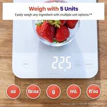 Food Kitchen Scale, 22lb Digital Weight Scale Grams And Ounces Rechargeable Waterproof Weight Loss, Cooking, Baking, Meat, Bread, Large 0.05oz/1g Accuracy - 無彩色白 - 查看 4