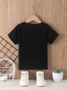 Lightweight Children's Short-Sleeved T-Shirt With A Sun And Sunglasses Print. Ideal For Home Use, Summer Wear, And Playtime, And Easy To Care For. - 黑色 - 查看 7