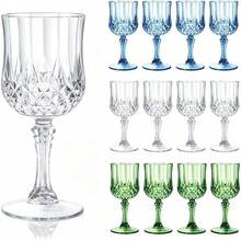 1/3/6/12pcs Acrylic Wine Glass Set, 7oz (Approx. 198.4g) Vintage Stemware Suitable For Wedding, Outdoor Dinner, Valentine's Day. Reusable Vintage Champagne Glasses, Perfect For Valentine's Day, Party, Wedding, Great For Party! - View 1