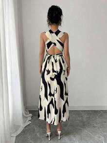 1 pieza Vestido largo sin mangas para mujer, de moda para el verano - Albaricoque - Ver 2