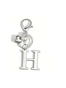 Premium Fashion Silver Metal Heart-Shaped Letter Keychain, A-Z 3D Letter Pendant, Stylish Alloy Keychain, Backpack Charm Car Keychain, Classic Minimalist Keychain For Women's Daily Use, Decorative Accessory, Perfect Gift For Friends, Family, Couples, Girlfriend, Special Occasions, Mother's Day - Multicolor - View 19