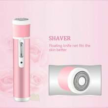 Kemei KM-6637 4合1女性電動刮鬍刀、眉毛修剪器、唇毛除毛器、鼻毛修剪器，防水適用於腋下、比基尼、腿部，USB充電式便攜電動除毛器，適合居家、旅行與商務 - 粉色 - 查看 10