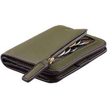 Toughergun Women's Small Slim Leather Wallet with RFID Protection, Compact Bifold Mini Purse with Clear ID Window - 15 Ejército Verde de ReNapa - Ver 1