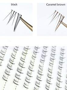 100pcs/Pack High Capacity Black Small Flower Rabbit False Eyelashes, Transparent Segmented Natural Lashes For Beginners - 查看 5