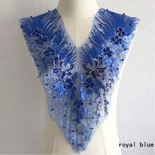 1pc Heavily Beaded Lace Embroidered Floral Applique, Decorative Accessory For Wedding Dress Neckline, Available In Multiple Colors - Cloth Patch - View 6