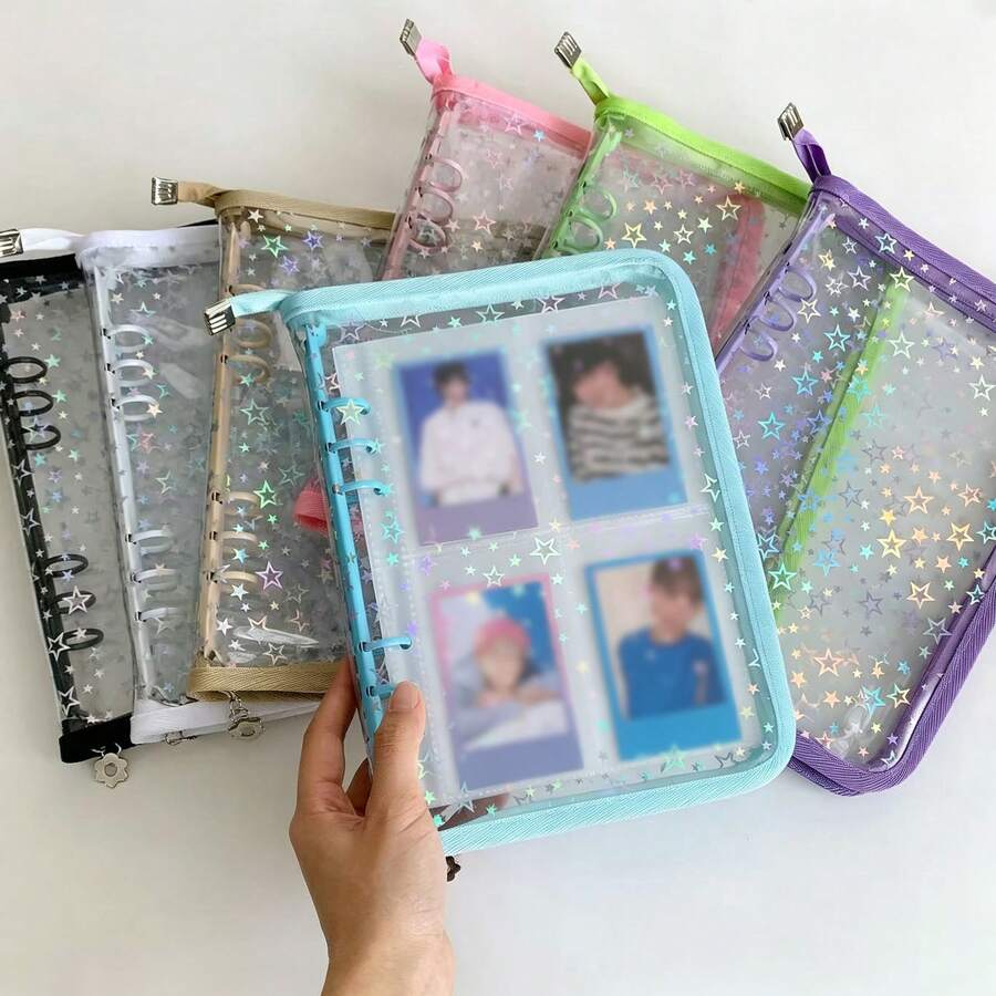 A5相簿 K-Pop相簿套組 大容量PU皮革透明貼紙相簿 附貼紙頁與亮面保護卡套 拉鍊設計雙面收納 適用於日記本、相簿與計畫本 照片與圖片收納好幫手 生日禮物女性好禮 高品質居家裝飾