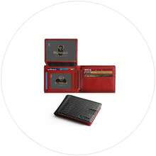 Wallet For Men Slim Rfid Leather 2 ID Window With Gift Box Slim, Rfid, 2 ID Window, With Gift Box, Slim, Rfid - Carbon Black & Red-new - View 1