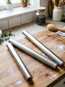 1pc/3pcs Stainless Steel Rolling Pin, Non-Stick Dough Roller For Baking, Durable Dumpling And Pie Crust Making Tool, Easy To Clean Kitchen Gadget - View 3