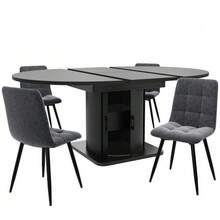 Extendable Dining Table, Kitchen Table, Round Table That Converts To Oval, 118-158 Cm, Seats Up To 6, With Drawers, Black - Hitam - View 11