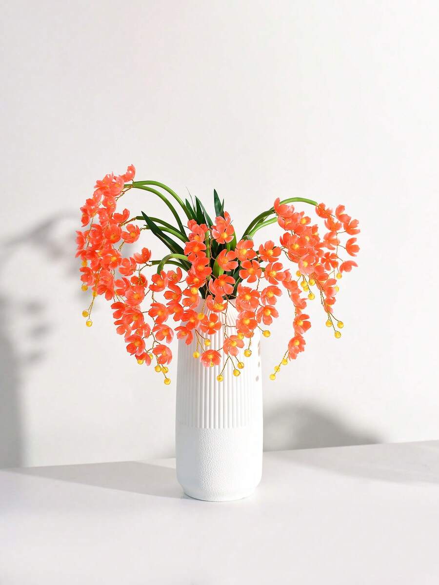 1Pc Elegant Red Flower Branches, Simulated Flowers, Fashionable Artificial Flowers, Creative Hand-Held Flowers, Holiday Gifts, Flower Bouquets, Vase Fillings, Suitable For Wedding Decoration, Gatherings, Home Decor, Desktop Decoration