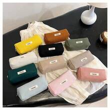 Tas Pensil/Dompet Koin/Tas Ransel Minimalis Serbaguna dari Bahan Korduroi Lembut, Penutup Resleting, Cocok untuk Pelajar, Kantor, Penggunaan Sehari-hari, Tempat Penyimpanan Alat Tulis, Dompet Pensil, Dompet Koin - MultiWarna - View 1