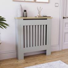 Home Discount Vida Designs Arlington Radiator Cover Heat Protection Adjustable Vertical Slats With Wooden Shelf Top MDF Cabinet Easy To Install - Grey - Grey - View 9