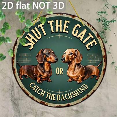 1pc 2D Flat Vintage Wooden Sign "Closed Or Go Fetch A German Shorthaired Pointer", Rustic Style Home Bar Porch Decor, Perfect Gift For Dog Lovers, Suitable For Garage Or Man Cave, Outdoor Accents. Applicable For Holidays, 2D Flat, Pre-Drilled Holes As Shown In Size Chart