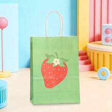 12/28piezas Bolsas de regalo con patrón de fresa, suministros de embalaje de regalo de fresa rosa rojo verde, adecuados para fiestas temáticas, bodas, recuerdos de fiesta de cumpleaños, almacenamiento de artículos de picnic al aire libre, decoración de mesa del hogar, regalos de cumpleaños, recuerdos de fiesta - 260-1-2-3-4 - Ver 6