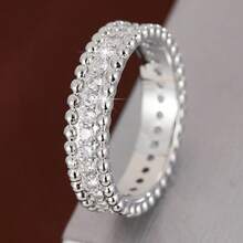 1pc Minimalist Round Ball Design Single Row Cubic Zirconia Women Ring - Multicolor - View 15