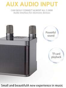 Speaker Karaoke Bluetooth Mini Portabel Multifungsi dengan 2 Mikrofon Nirkabel, Sistem Suara PA untuk Pesta Dalam/Luar Ruangan, dan Acara Keluarga - View 6