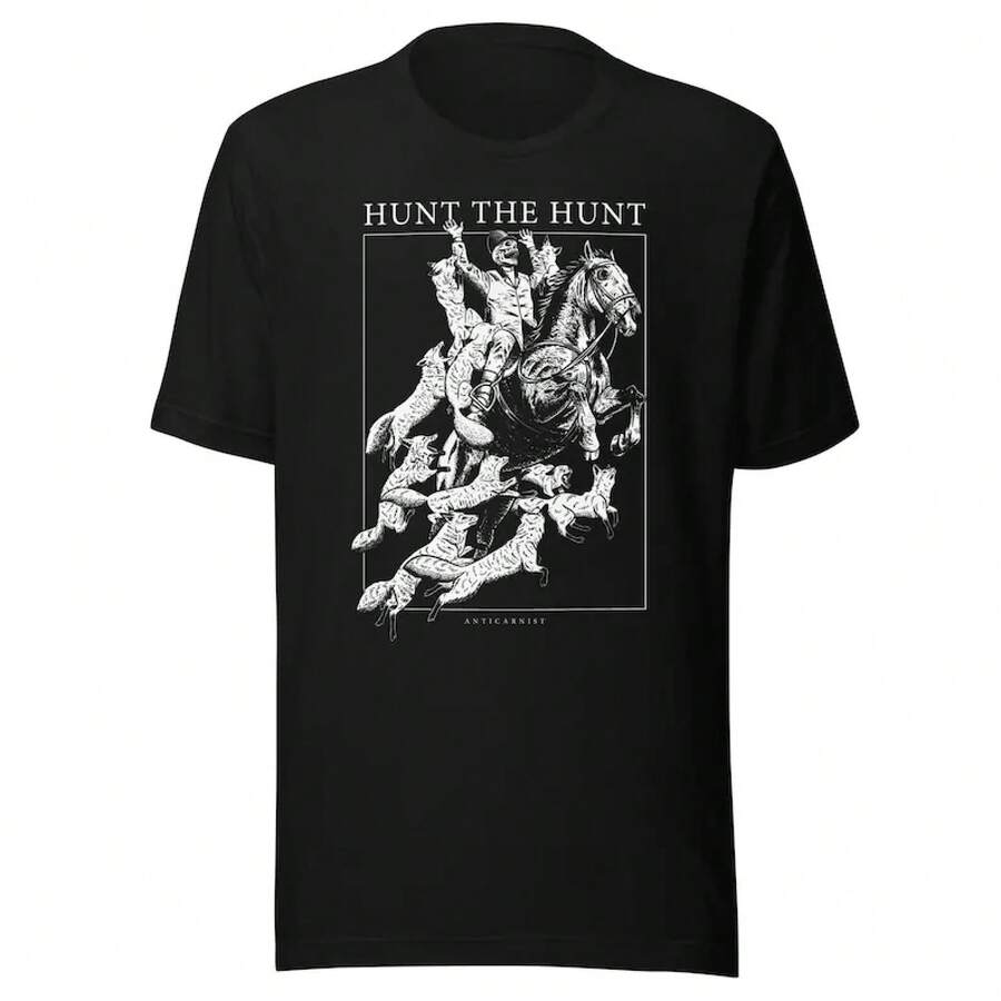 1PC Hunt The Hunt - Anti Hunting Anticarnist Vegan Unisex T-Shirt Youth Casual T-Shirt Streetwear Hip Hop Cotton T-Shirt Vacation Outfits Women Summer Clothes Summer Summer Tropical Vacation Outfits - Black - View 1