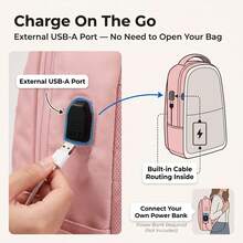 LUMSUME Unisex 15.6-17.3 Laptop Backpack, Expandable Carry On W/USB Port, Anti-Theft Pocket & Multi-Compartment For Business Travel College Daily Use - 粉色 - 查看 4