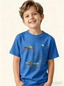 Silly Duck Loose T-Shirt For Kids - Blue - View 1