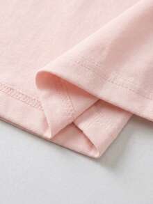 Women's Loose Crew Neck T-Shirt, All-Match Solid Color Short Sleeve Top, Soft & Breathable, Versatile For Daily Wear & Commute Pink Casual Summer - Pink - View 6