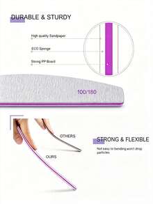 10 PCS Professional Nail File,180/100 Nail File For Natural Nails, Nail File Double-Sided Washable Fine Grain Nail File For Home And Salon Use. - Multicolor - View 8