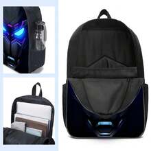 3 PIEZAS Mochila Escolar de 16.5 Pulgadas con Bolso de Mano y Estuche para Lápices para Primaria, Escuela Primaria y Secundaria - Máquina de neón - Ver 5