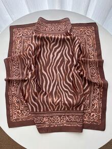 1pc Spring/Autumn New Fashionable Leopard Print Silk-Like Scarf, Thin Neck Wrap Decoration - Multicolor - View 3