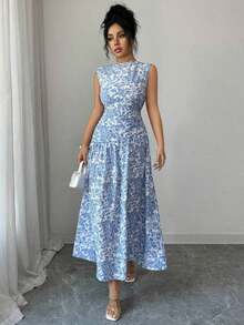 Women Midi Dresses - 藍白 - 查看 3
